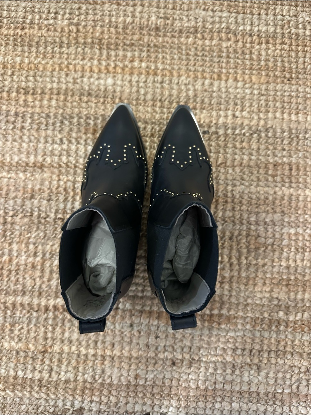 All Saints “Denver” Black Leather Studded Boot - 8 - Picture 6 of 8